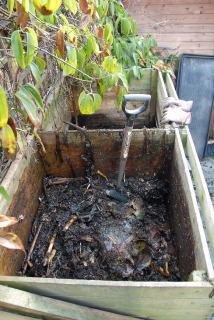 Compost being turned over.