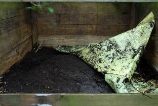 Mature compost ready to be turned out.