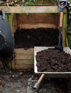 Compost in a wheel barrow